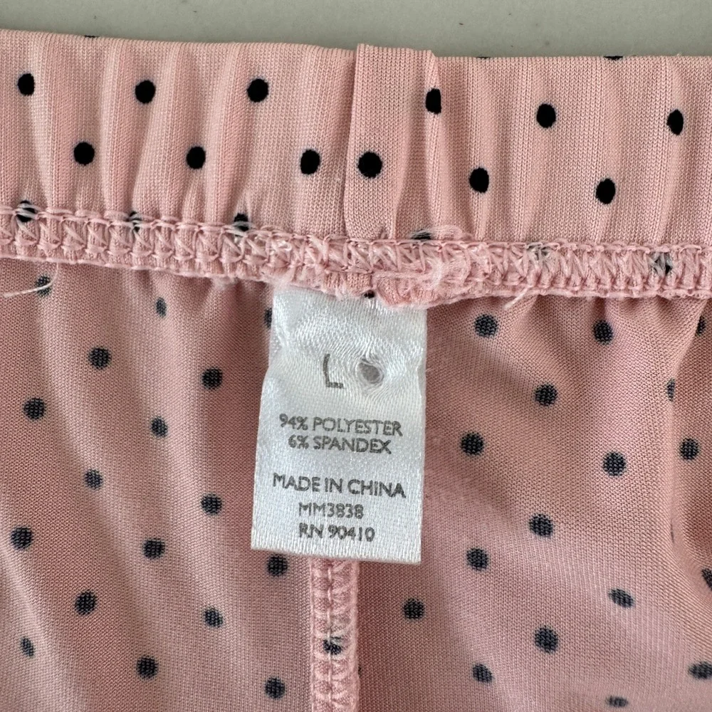 Polka Dot Babydoll Pajama Set Sz L Pink Lace Trim Coquette Balletcore Sleepwear‎
